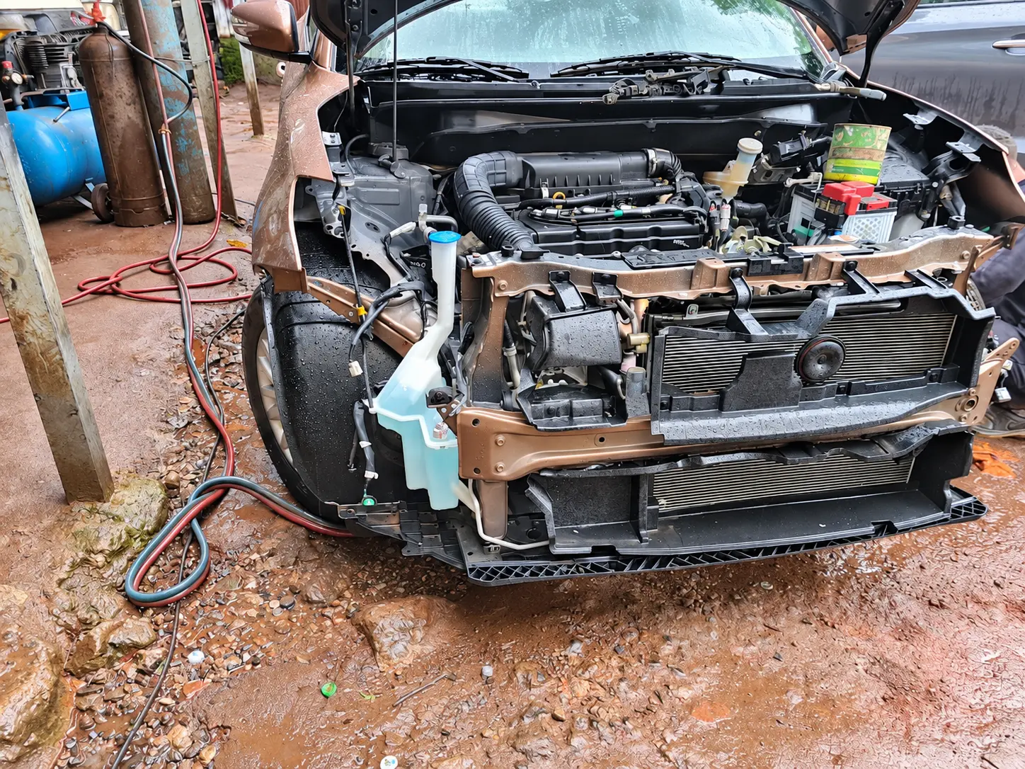 Engine bay opened up — photo from the Felege Garage workshop