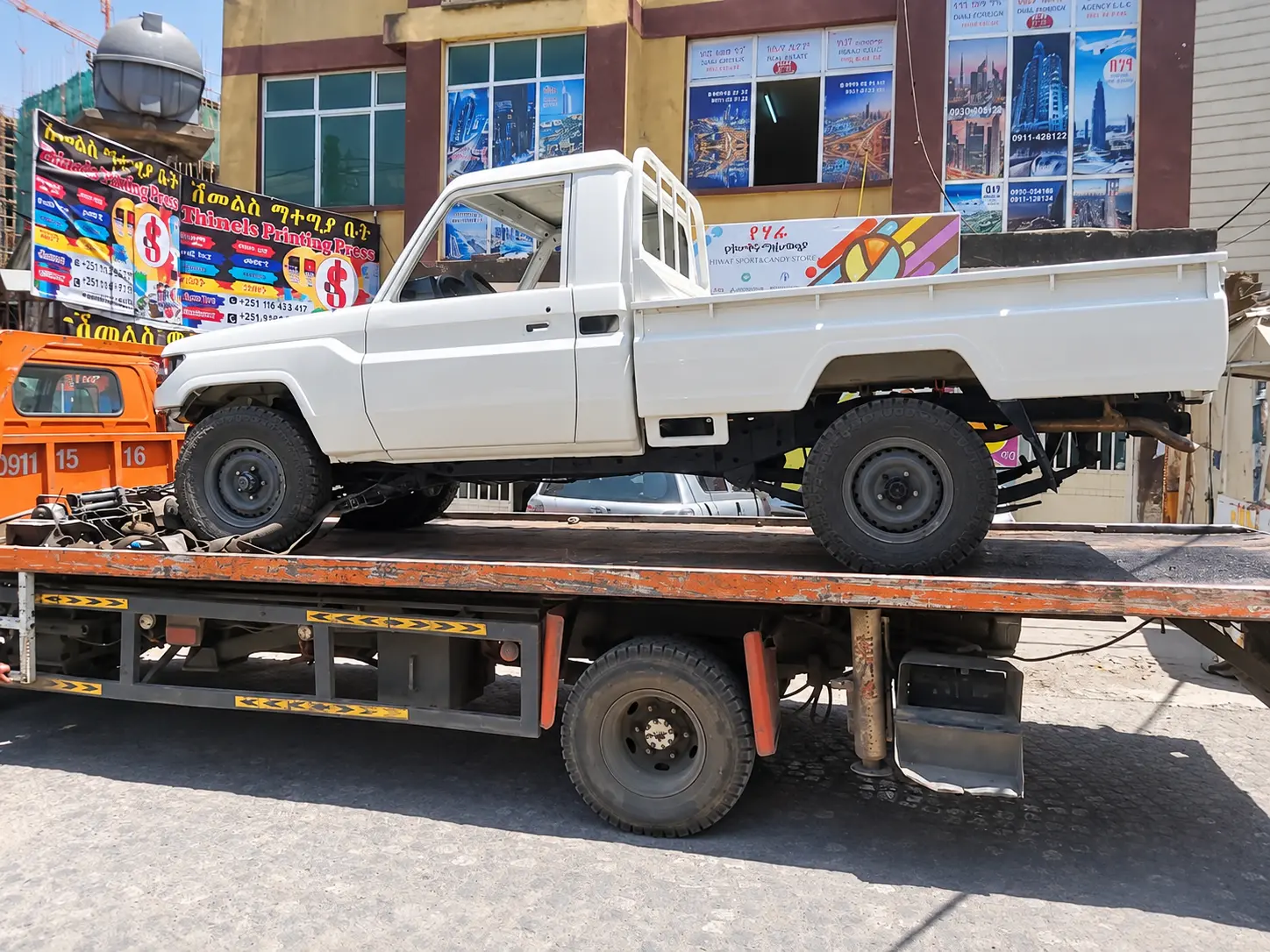 Pickup loaded for transport — photo from the Felege Garage workshop